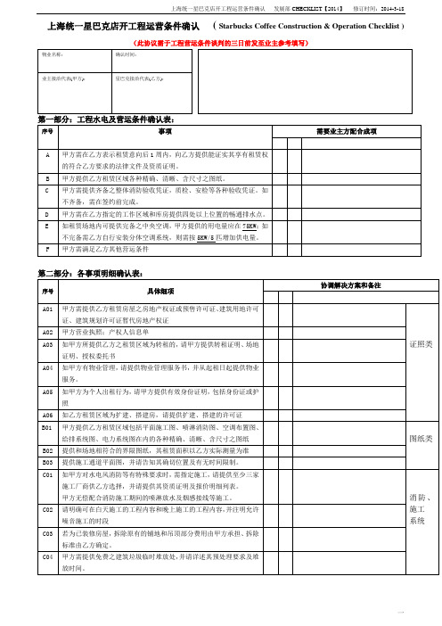 check list标准版2014-3.17