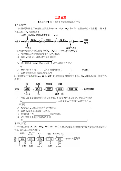 江苏省响水中学高考化学二轮复习 专题15 工艺流程(无