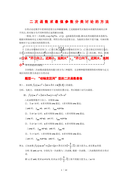 含参数二次函数分类讨论的方法总结