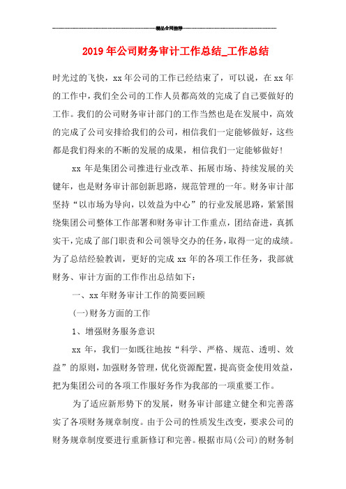 2019年公司财务审计工作总结_工作总结