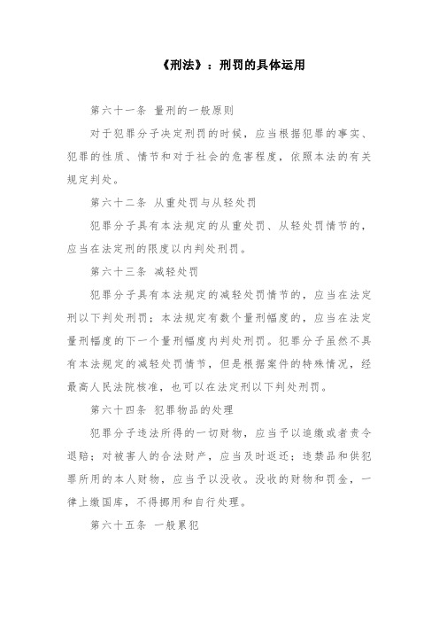 《刑法》：刑罚的具体运用