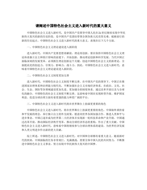 请阐述中国特色社会主义进入新时代的重大意义