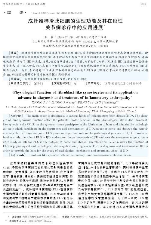 成纤维样滑膜细胞的生理功能及其在炎性关节病诊疗中的应用进展