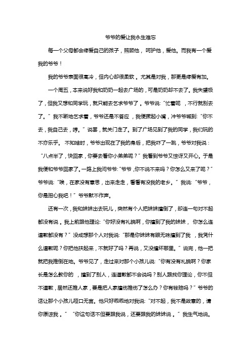 爷爷的爱让我永生难忘