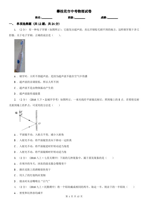 攀枝花市中考物理试卷