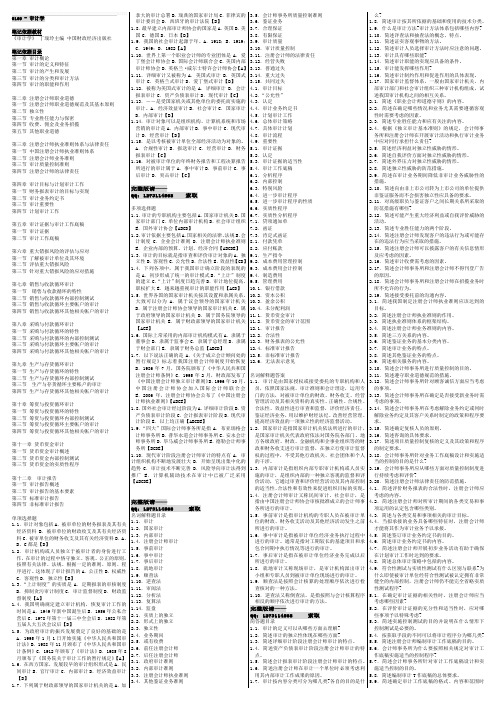 自考00160审计学 自考核心考点笔记 自考重点内部资料.