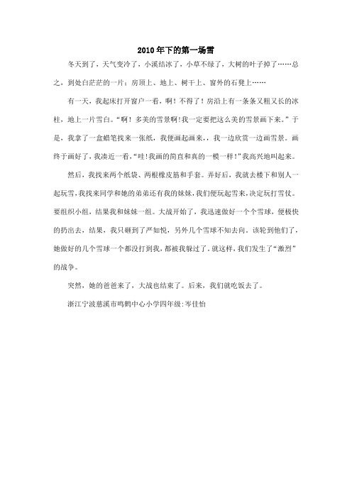 2010年下的第一场雪_小学作文