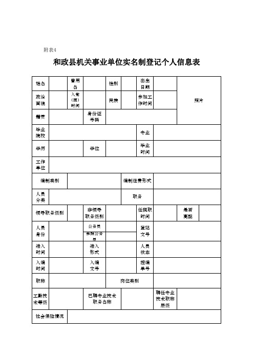 个人信息采集表(样表)