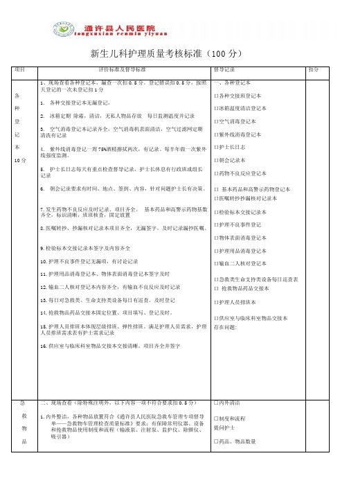 新生儿科护理质量三级督导单