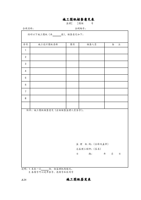 施工图纸核查意见表