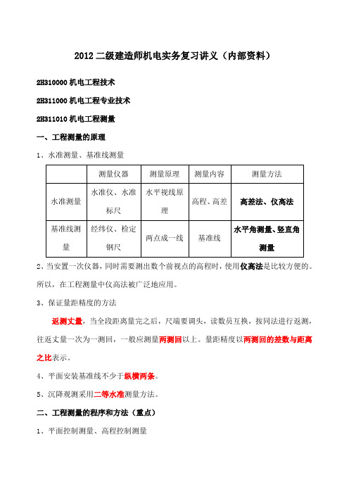 二级建造师《机电实务》复习讲义内部资料