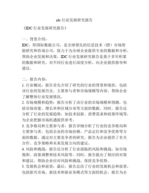 idc行业发展研究报告