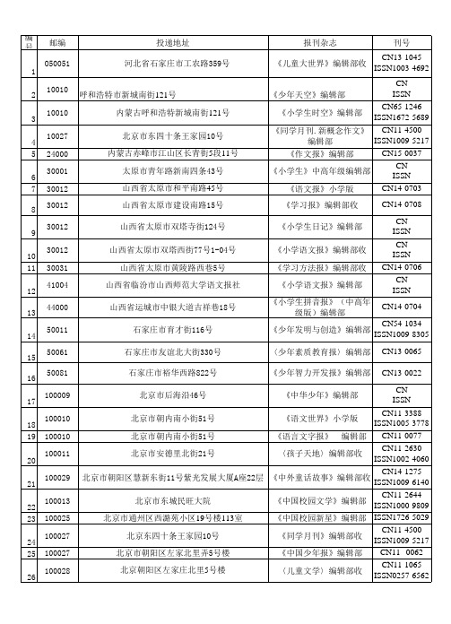 小学生投稿地址大全