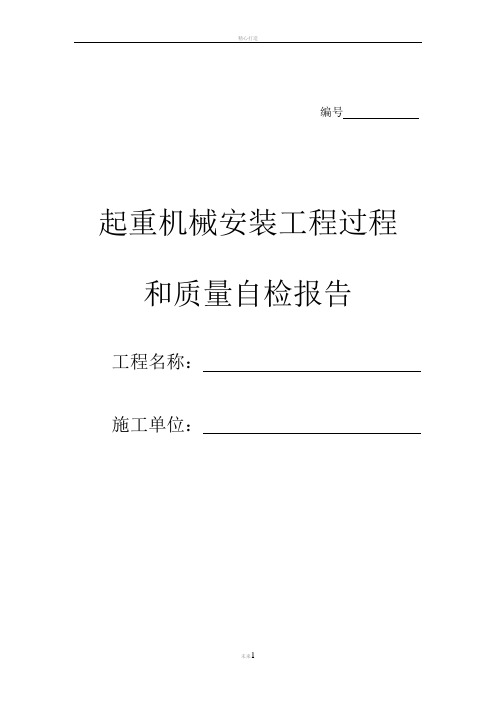 防爆起重机械安装工程过程与质量自检报告