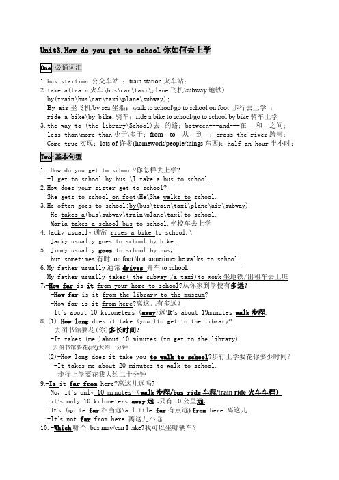 新人教版七年级英语下册Unit3词汇与句型