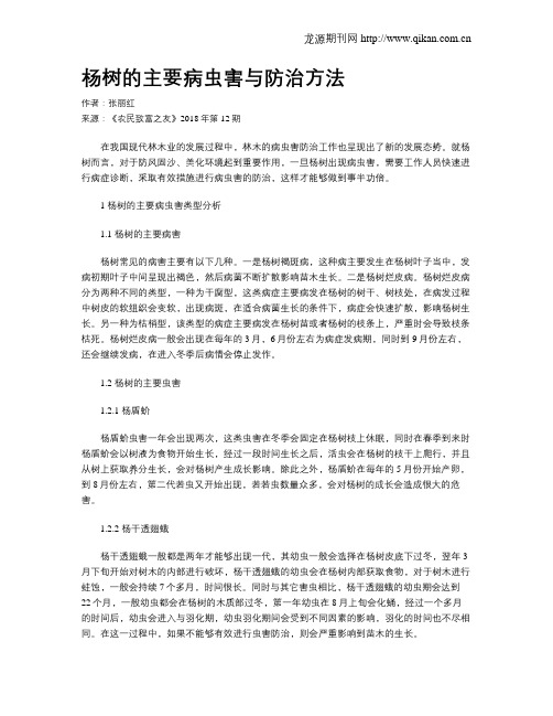 杨树的主要病虫害与防治方法
