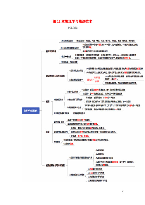 2019_2020学年初中物理九年级下册第11章物理学与能源技术单元总结含解析新版教科版