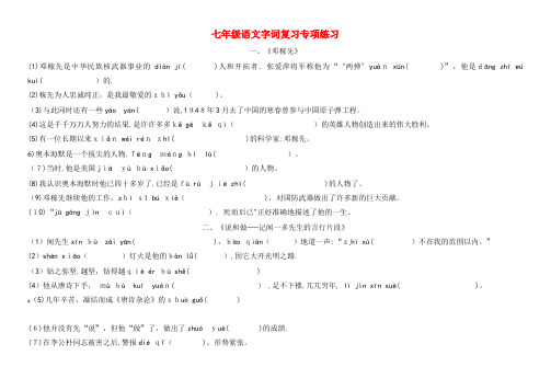 七年级语文下册 字词复习专项练习(无答案) 新人教版(2021-2022学年)