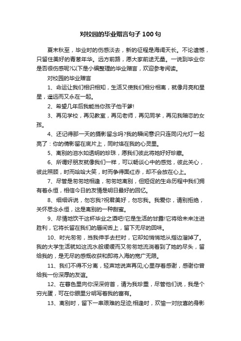 对校园的毕业赠言句子100句