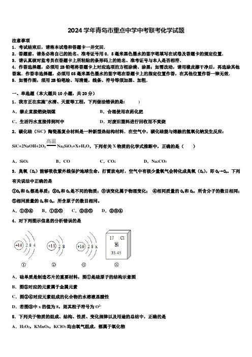 2024届青岛市重点中学中考联考化学试题含解析