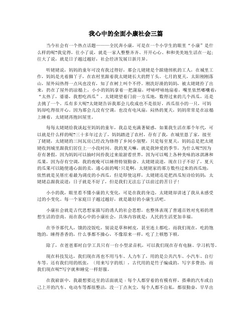 我心中的全面小康社会三篇