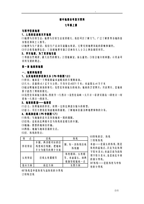 生地会考地理必考考点