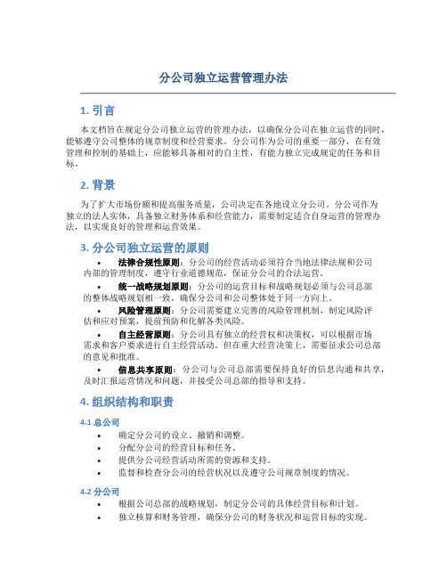 分公司独立运营管理办法