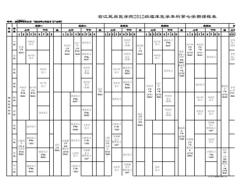 【JWK-01】右江民族医学院2012级临床医学本科第七学期课程表