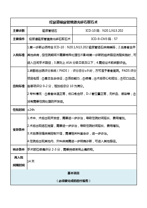 经尿道输尿管镜激光碎石取石术(2020年日间手术病种手术操作规范)