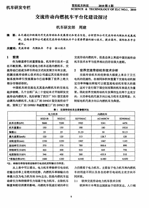 交流传动内燃机车平台化建设探讨