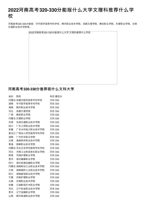 2022河南高考320-330分能报什么大学文理科推荐什么学校