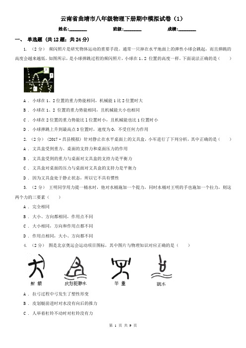 云南省曲靖市八年级物理下册期中模拟试卷(1)