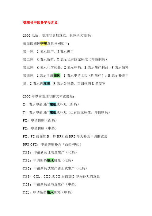 注册受理号中的各字母含义