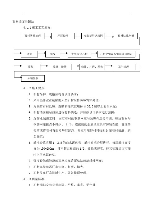 石材墙面湿铺贴施工工艺