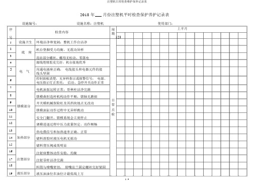 注塑机日常检查维护保养记录表