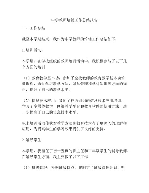 中学教师培辅工作总结报告