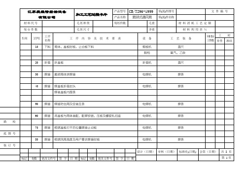 工艺过程卡片(鹅颈式通风筒)