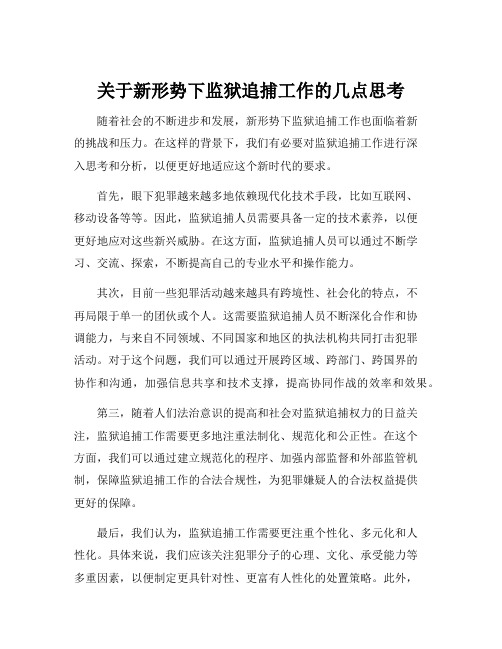 关于新形势下监狱追捕工作的几点思考