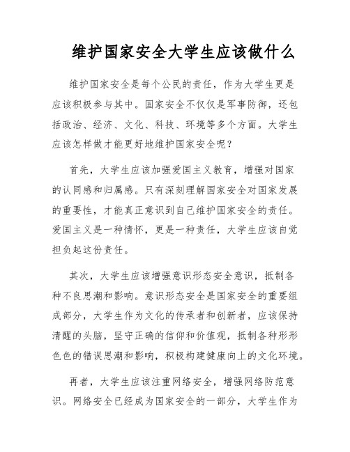 维护国家安全大学生应该做什么