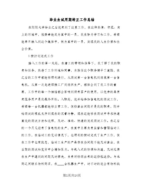毕业生试用期转正工作总结(4篇)