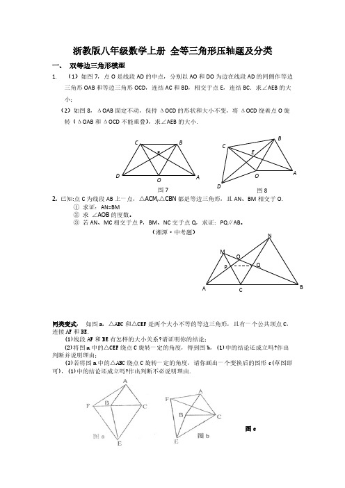 浙教版八年级数学上册 全等三角形压轴题及分类