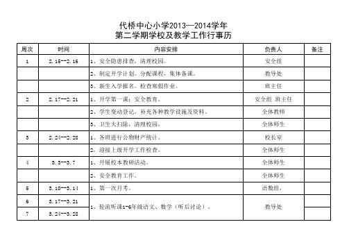 2014年春季行事历