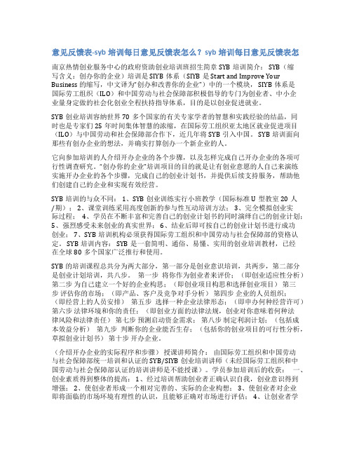 syb培训成果反馈表范文