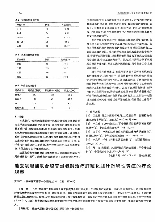 熊去氧胆酸联合腺苷蛋氨酸治疗肝硬化胆汁淤积性黄疸的疗效观察