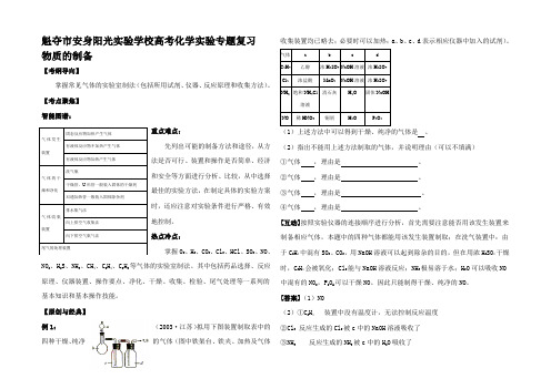 高考化学专题复习 物质的制备