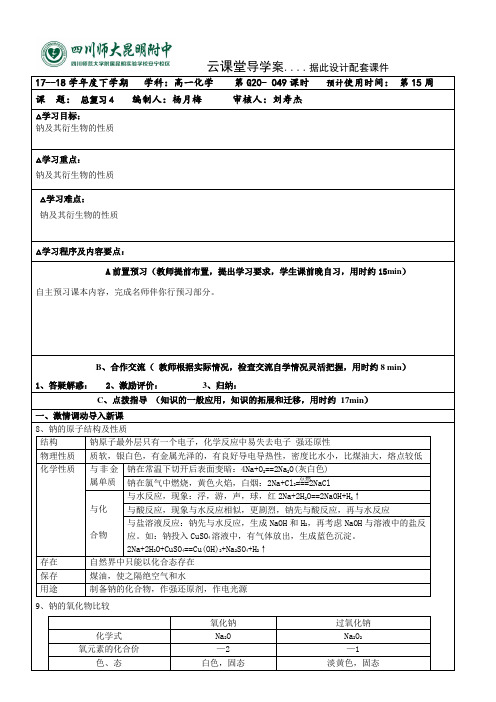 期末总复习4-四川师范大学附属昆明实验学校安宁校区高中化学人教版必修2导学案(无答案)