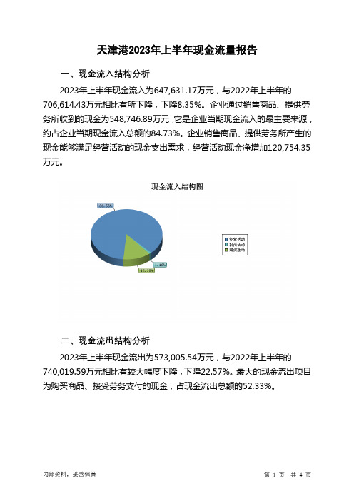 600717天津港2023年上半年现金流量报告