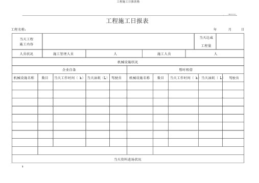 工程施工日报表格