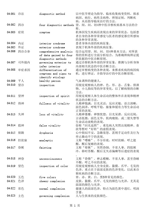 中医药名词英文翻译04(中医诊断学)