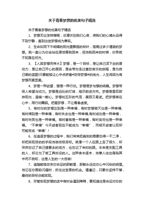 关于青春梦想的优美句子精选